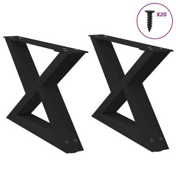 Coffee Table Legs 2 pcs Black - Durable Steel 60x(30-31.3) cm