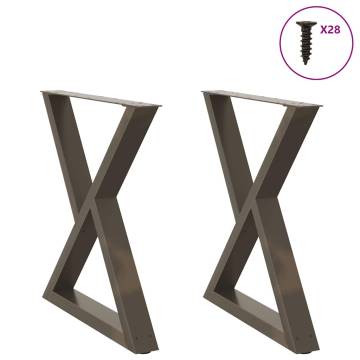 Stylish Dining Table Legs 2 pcs Natural Steel - 70x(72-73.3) cm