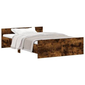 Smoked Oak Bed Frame with Headboard & Footboard - Small Double