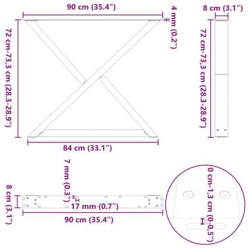 White Dining Table Legs - 90x(72-73.3) cm Steel | HipoMarket