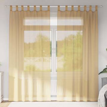 Voile Curtains with Rod Pockets - 2 pcs Sand | HipoMarket UK