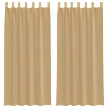 Voile Curtains with Rod Pockets - 2 pcs Sand | HipoMarket UK