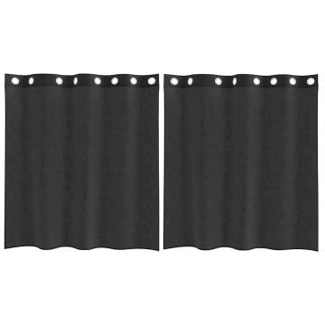 Black Voile Curtains with Grommets - 2 pcs 140x140 cm