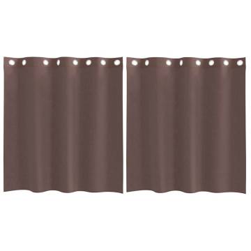 Voile Curtains with Grommets - Brown 140x140 cm | HiPo Market