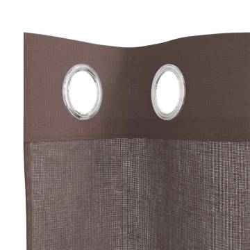 Voile Curtains with Grommets - Brown 140x140 cm | HiPo Market