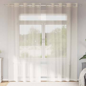 Voile Curtains with Grommets - Cream, 2 pcs | HipoMarket UK