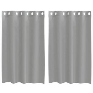 Light Grey Voile Curtains with Grommets - 140x175 cm (2 pcs)