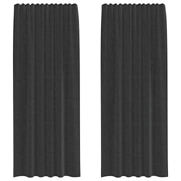 Voile Curtains with Tab Top - 2 pcs Black | Hipo Market