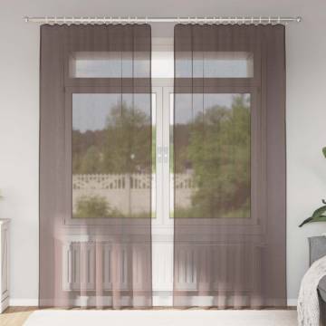 Brown Voile Curtains with Tab Top - 2 pcs | HipoMarket