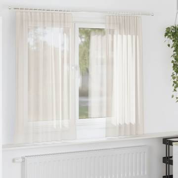 Voile Curtains with Tab Top - Cream | 2 pcs for Stylish Decor