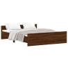 Brown Oak Bed Frame with Headboard & Footboard - 140x200 cm