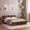 LED Smoked Oak Bed Frame with Headboard - King Size 150x200 cm