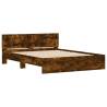 LED Smoked Oak Bed Frame with Headboard - King Size 150x200 cm