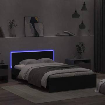 Black Bed Frame with LED Headboard - 140x200 cm | HipoMarket