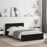 Black Bed Frame with LED Headboard - 140x200 cm | HipoMarket