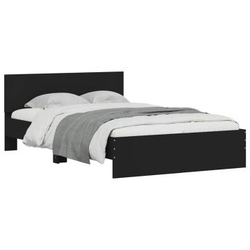 Black Bed Frame with LED Headboard - 140x200 cm | HipoMarket