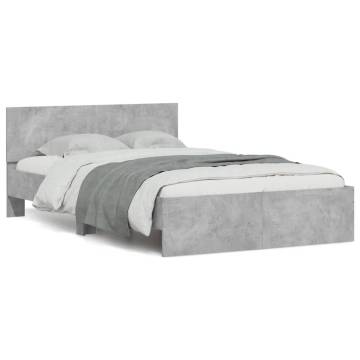 Bed Frame with LED Headboard - Concrete Grey 140x200 cm