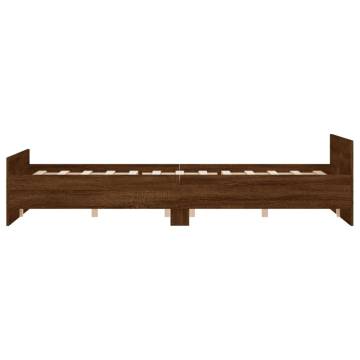 Brown Oak Bed Frame with Headboard & Footboard - 140x200 cm