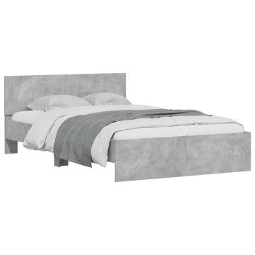 Bed Frame with LED Headboard - Concrete Grey 140x200 cm