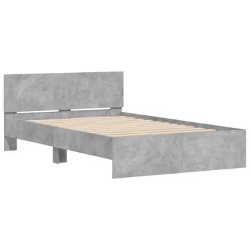 Bed Frame with LED Headboard - Concrete Grey 140x200 cm