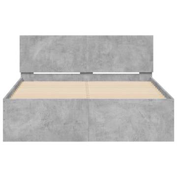 Bed Frame with LED Headboard - Concrete Grey 140x200 cm