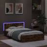 LED Bed Frame with Headboard in Smoked Oak - 140x190 cm