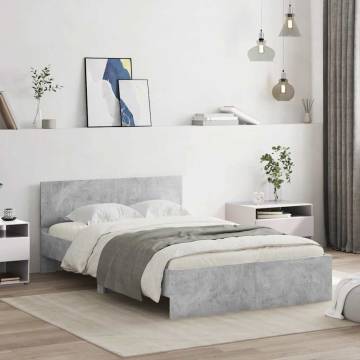 Concrete Grey Bed Frame with LED Headboard | Double 135x190 cm