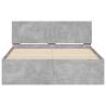 Concrete Grey Bed Frame with LED Headboard | Double 135x190 cm