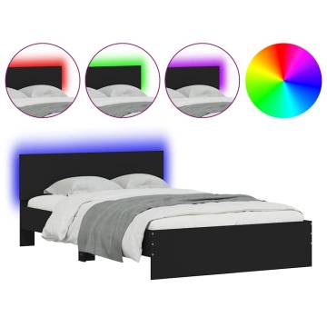 Black Bed Frame with LED Headboard - Small Double 120x190 cm