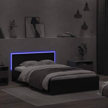 Black Bed Frame with LED Headboard - Small Double 120x190 cm