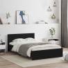 Black Bed Frame with LED Headboard - Small Double 120x190 cm