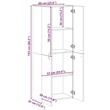 File Cabinet Grey Sonoma - 60x32x153 cm Engineered Wood