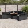  10 Piece Garden Sofa Set with Cushions Black Poly Rattan Acacia Colour black (with storage) Model 5x middle + 2x corner + table Number of 1 