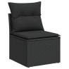 10 Piece Garden Sofa Set with Cushions - Black Poly Rattan