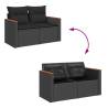 5 Piece Garden Sofa Set - Black Poly Rattan with Cushions