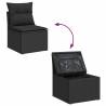 5 Piece Garden Sofa Set - Black Poly Rattan with Cushions