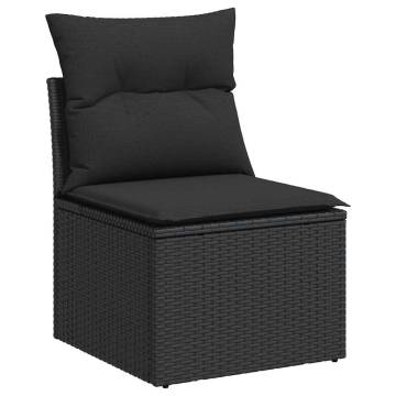 6 Piece Garden Sofa Set - Black Poly Rattan & Cushions