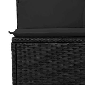 6 Piece Garden Sofa Set - Black Poly Rattan & Cushions