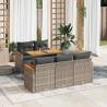  6 Piece Garden Sofa Set with Cushions Grey Poly Rattan Acacia Colour grey Number of 1 