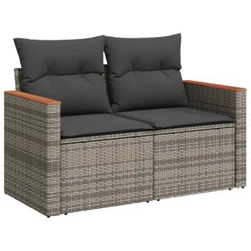 6 Piece Grey Poly Rattan Garden Sofa Set with Cushions