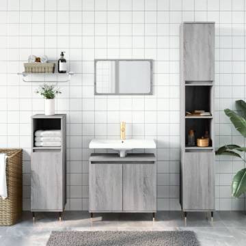 3 Piece Grey Sonoma Bathroom Cabinet Set - Stylish Storage