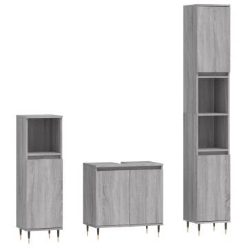 3 Piece Grey Sonoma Bathroom Cabinet Set - Stylish Storage