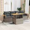  5 Piece Garden Sofa Set with Cushions Grey Poly Rattan Acacia Colour grey Model with storage Number of 1 