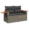 5 Piece Garden Sofa Set with Cushions - Grey Poly Rattan