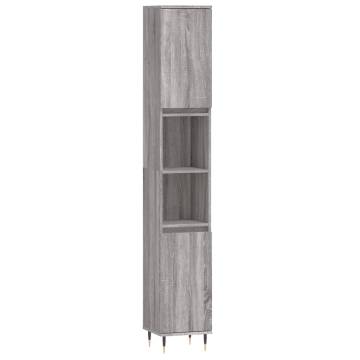 3 Piece Grey Sonoma Bathroom Cabinet Set - Stylish Storage