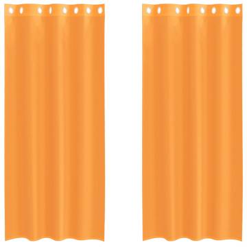 Voile Curtains with Grommets | 2 pcs Orange 140x245 cm