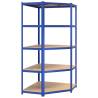 5-Layer Corner Shelf - Blue Steel & Engineered Wood | HipoMarket