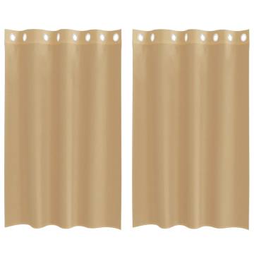 Voile Curtains with Grommets 2 pcs Sand | Hipo Market