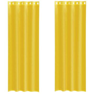 Voile Curtains with Grommets - Yellow 2 pcs | HipoMarket UK