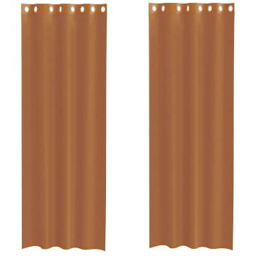 Voile Curtains with Grommets 2 pcs Terracotta - HipoMarket